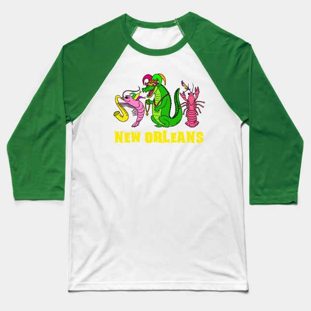 Mardi Gras New Orleans Baseball T-Shirt by HonuHoney